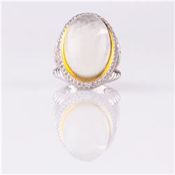 Sterling Silver Moonstone & White Topaz Ring-SZ 8