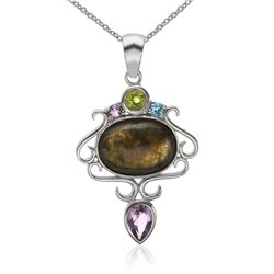 Sterling Silver Labradorite & Gemstones Pendant
