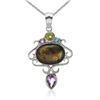 Image 1 : Sterling Silver Labradorite & Gemstones Pendant