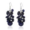 Image 1 : Sterling Silver Lapis Cluster Drop Earrings