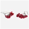 Image 2 : Sterling Silver Red Coral Chips Drop Earrings