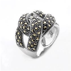 Sterling Silver Marcasite Knot Ring-SZ 7