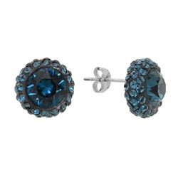 Silver Swarovski blue crystal Stud Earrings