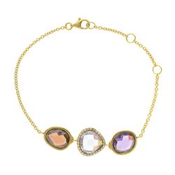 Sterling Silver Multi Gemstone Adjustable Bracelet