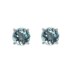 Silver 4.18ct Sky Blue Topaz 8MM Stud Earrings