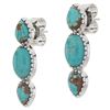 Image 1 : Sterling Silver Mine#8 Turquoise 3-Stone Earrings