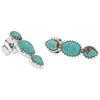 Image 3 : Sterling Silver Mine#8 Turquoise 3-Stone Earrings