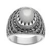 Image 1 : Sterling Silver MOP & Marcasite Ring-SZ 10