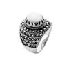 Image 2 : Sterling Silver MOP & Marcasite Ring-SZ 10