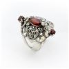 Image 1 : Sterling Silver Garnet & Marcasite Ring- SZ 10