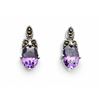Image 1 : Sterling Silver Oval Amethyst & Marcasite Earrings
