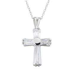 Sterling Silver White CZ Cross Pendant