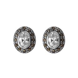 Sterling Silver Marcasite & CZ Stud Earrings