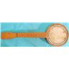 Image 2 : SMALL WOODEN BANJO WITH CASE (CASE IN POOR SHAPE-NO STRINGS OR TUNING PEGS)
