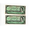 Image 1 : 2-ONE DOLLAR BILLS (CANADA) *1967*
