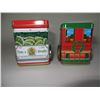 Image 2 : WHITE AND RED CANDY TIN TRUCK AND RED TIN CANDY EXPRESS TRAIN ENGINE (7.5" LONG X 3" WIDE X 4" HIGH-