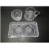 Image 1 : CUT CRYSTAL CREAM AND SUGAR SET (SPINNING STAR OF DAVID DESIGN) *TRAY 8" LONG X 4 1/4 WIDE, CREAMER 