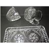 Image 2 : CUT CRYSTAL CREAM AND SUGAR SET (SPINNING STAR OF DAVID DESIGN) *TRAY 8" LONG X 4 1/4 WIDE, CREAMER 