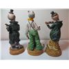 Image 6 : LOT OF 3 CERAMIC CLOWNS (1 W/ VIOLIN, 1 W/ DRUM & 1 W/ MANDOLIN) *8" H X 3.25" W*