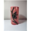 Image 1 : TALL VARIEGATED PINK VASE WITH RAISED BLACK BRANCHES/LEAVES ON ONE SIDE (BY ROYAL COPLEY) *8.25" X 4