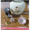 Image 1 : LOT INCLUDING, VASE, DISH AND SPOON, 2 BELLS (DISH MADE IN EAST GERMANY, BELL IS LEAD CRYSTAL MADE I