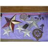 Image 1 : LOT OF TIN WALL ART, CAST IRON PIECES, HOOKS, ETC.