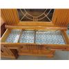 Image 2 : CHINA CABINET (VERY NICE CONDITION) *1 LARGE DRAWER, 1 LARGE DOOR WITH GLASS INSERT AND 2 FRONT DOOR