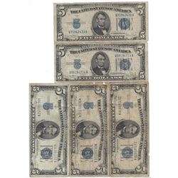 1934 $5 Bill Currency Lot of 5