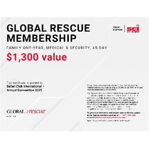 Global Rescue One-Year Family Membership (Medical and Security Included, 45-Day Trip Maximum)