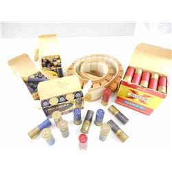 SHOTGUN SHELLS ASSORTED GAUGES, 12 GA, .410 GAUGE, 12 GA SHOTGUN BELT, CANVAS
