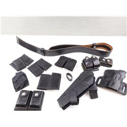 ASSORTED HOLSTERS AND BELT