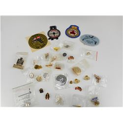 ASSORTED NOVELTY PINS AND BADGES