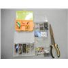 Image 2 : TACKLE BOX WITH ASSORTED FISHING LURES AND HOOKS.