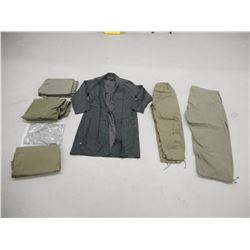 MILITARY RAIN COAT, WATER RESISTANT GREEN PANTS