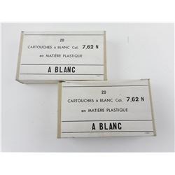 2 BOXES, TOTAL OF 40 BLANK CARTDRIDGES, SEALED, 7.62N