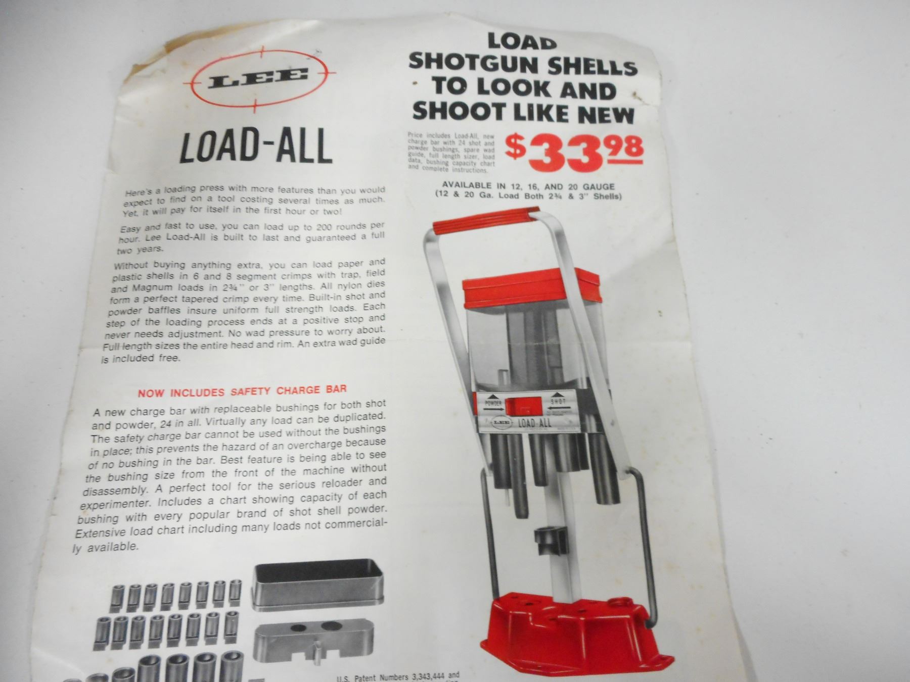 Comb Shell Press LEE LOAD-ALL 12 GAUGE SHOTGUN SHELL PRESS