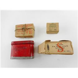 8MM M, BOX, .303 INCH D.A. MKII PAPERWRAP, .380" DC MK 11Z BOX, 3 CARTRIDGE SIGNAL RED FLARE TIN