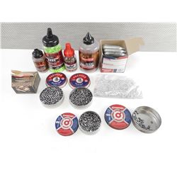 C02 CARTRIDGES, PELLETS, BB'S ASSORTED STYLES, 22 CAL, AND .177 CAL