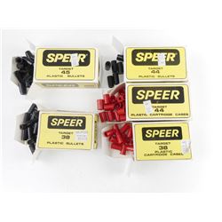 SPEER PLASTIC BULLETS, PLASTIC CARTRIDGES, TARGET 38, TARGET 44, TARGET 45