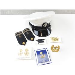 US NAVY PEAKED CAP AND BADGES