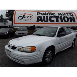 A12 - 2001 PONTIAC GRAND AM SEDAN, WHITE, 140,091 KMS