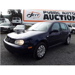 N5 --  2003 VW GOLF GLS , Blue , 208727  KM's