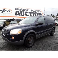 A12A --  2007 PONTIAC MONTANA VAN , Blue , 184843  KM's "NO RESERVE"