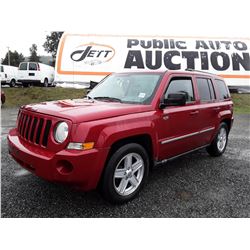 A10 --  2010 Jeep Patriot Sport , Red , 275836  KM's "NO RESERVE"
