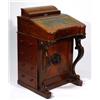 Image 1 : Victorian walnut Davenport fitted a letter rack with hinged lid above a fall with tooled leather top