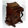 Image 2 : Victorian walnut Davenport fitted a letter rack with hinged lid above a fall with tooled leather top