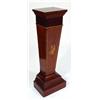 Image 1 : Edwardian mahogany pedestal with blind fretwork frieze inlaid with musical instruments and flowers, 