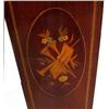 Image 2 : Edwardian mahogany pedestal with blind fretwork frieze inlaid with musical instruments and flowers, 