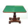 Image 3 : Victorian mahogany card table with folding swivel top and green baize lined interior on a carved ped