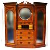 Image 1 : Late Victorian walnut bedroom suite comprised a wardrobe, fitted a central circular mirrored cupboar